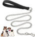 Heavy Duty Metal Dog Leash, 4 FT Chew Proof Chain with Soft Padded Handle for Large & Medium Dogs (4 FTx3 mm, 0-80 lbs)