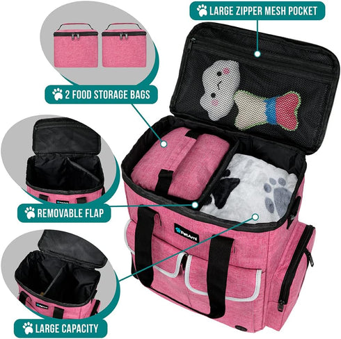 2 2 1 PetAmi Dog Travel Bag Pet Supplies Accessories Organizer for Traveling, Camping, Weekend; Cat Pet Travel Bag Kit