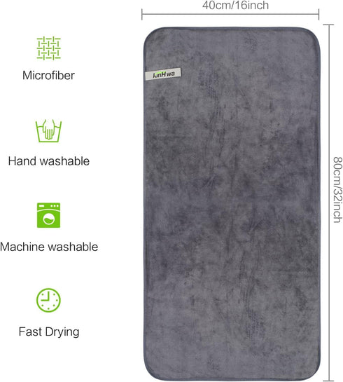 KinHwa Gym Towels for Sweat - Absorbent Microfiber Sports Towel, Perfect Size for Workouts, 3 Pack (Gray, 16"x31")