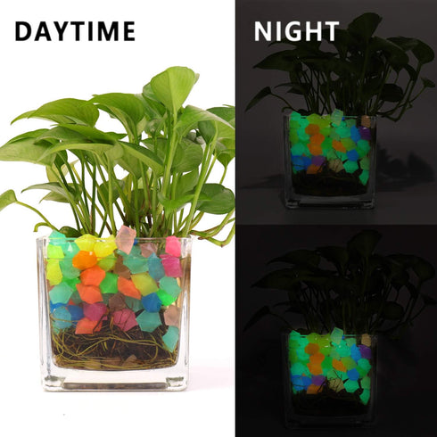 Oubest Fish Tank Decorations - 300Pc Glow in The Dark Aquarium Stones, 1.4cm for Fish Turtle Tank