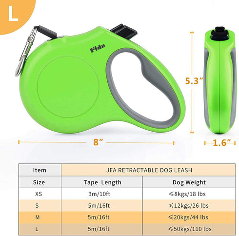 Fida Retractable Dog Leash, 16ft Heavy Duty for Large Dogs up to 110 lbs, Tangle Free with One-Hand Brake