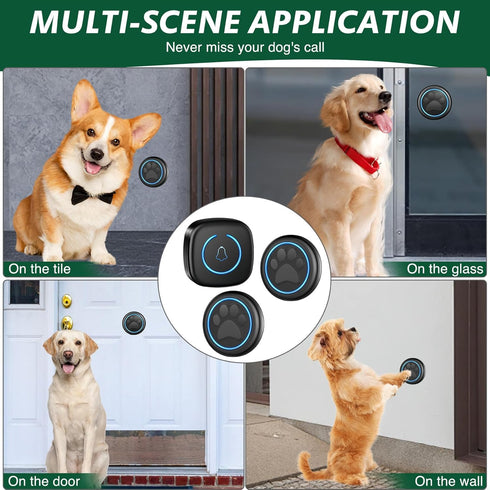 Yoiilifee 1000 IP65 60 (2 Dog Door Bell for Potty Training, Smart Wireless Doggie Doorbell to Go Outside, Feet Long