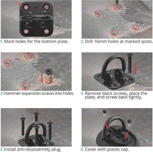 VINTEAM Heavy-Duty Ground Anchor with Spacious Internal Storage for Multiple Chain Locks, Perfect for Motorcycle and