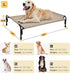 Veehoo Elevated Dog Bed, Outdoor Raised Cots for Large Dogs, Cooling Camping Bed with Slope Headrest, Washable, Beige