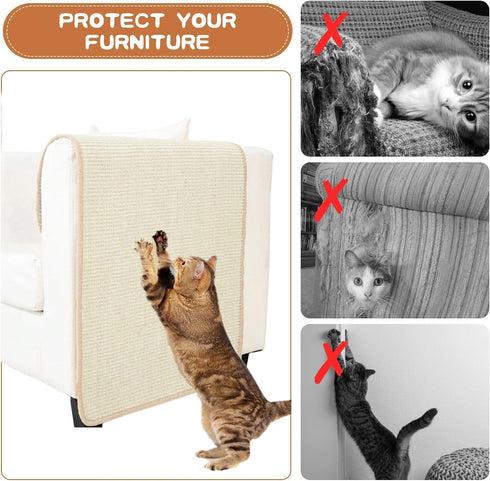Natural Sisal Cat Scratching Pad, Couch Protector, Durable Scratch Mat, Anti Scratch Guard for Grinding Claws