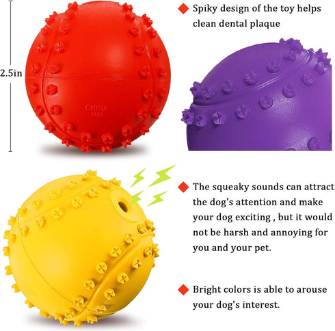 Frienda Squeaky Dog Toy Ball, Reliable Rubber Squeaker for Interactive Puppy Chew Toys, Tennis Shape