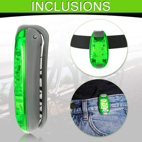 Reflective Running Gear Set - 2 Pieces LED Safety Lights and 4 Reflective Bands for Wrist, Arm, Ankle, Leg