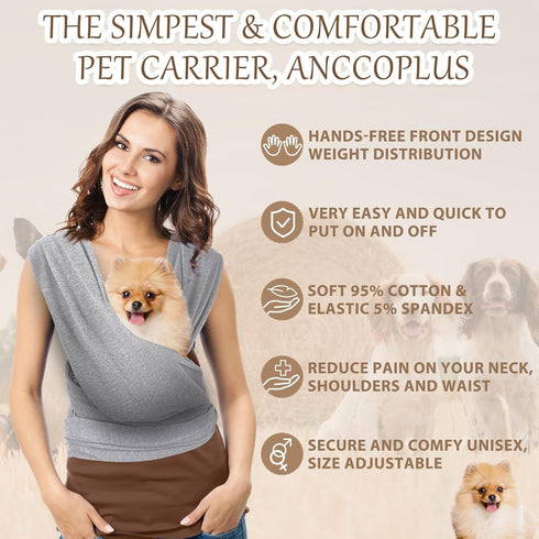 Dog Sling Carriers for Small Dogs - Front Facing Dog Sling, Anti-Anxiety Cat Carrier, Hands-Free, Size Adjustable, Soft