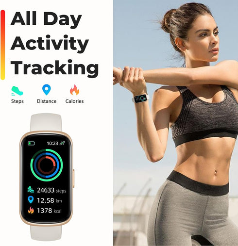 Fitness Tracker Watch with Heart Rate Monitor, Smart Watch for Women Men, 3ATM Waterproof, Sleep Monitor, Calorie