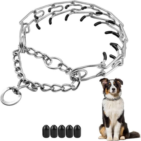 Dog Prong Collar, Choke Collar for Dogs, Detachable Adjustable Collar with Comfort Rubber Tips for Large Dogs