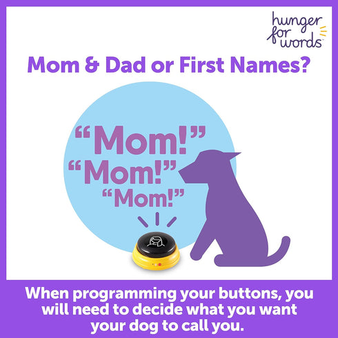 Hunger For Words Talking Pet Next Words Names - 3 Piece Set of Recordable Speech Buttons for Dog Training