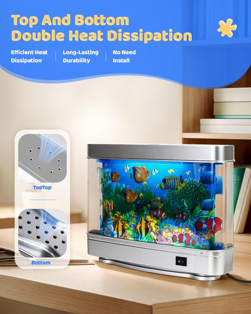Fake Fish Tank Baby Aquarium - Artificial Fish Lamp with Moving Tropical Fish - LED Sensory Aquarium Light for Bedroom