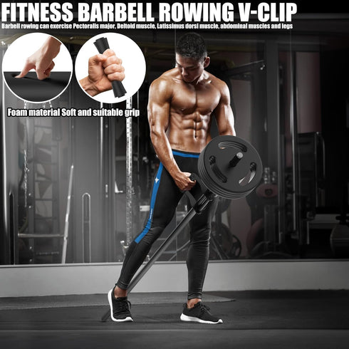 V Bar Row Landmine Handle Attachment for Barbell - Solid Double D Handle with Non-Slip Rubber Grip