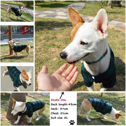Koneseve Dog Shirt, Pet Plaid T-Shirt for Small Dog Cat, Cozy Halloween, Christmas Costumes (Green; XS)