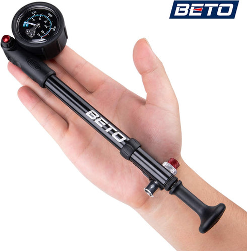 MTB High Pressure Shock Pump - 400 PSI Max for Fork & Rear Suspension with No-Loss Schrader Valve