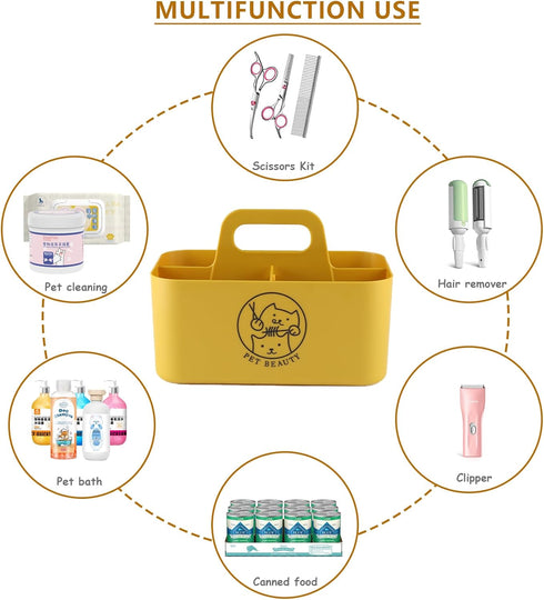 Dog Storage Organizer for Grooming Supplies,Portable Caddy Organizer for Pet Stuff,Divided Storage Bin for Dog Cat