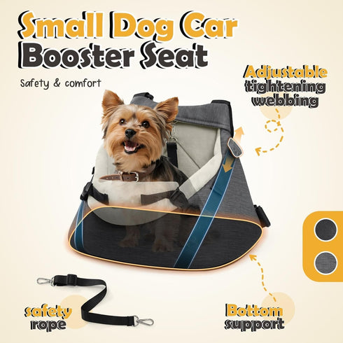 7 lbs, WOYYHO Luxury Dog Booster Car Seat Up to PU Leather Pet Car Seat with Safety Belt & Soft Flannel Liner