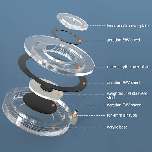 hygger Air Stones for Aquariums, Ultra Silent Bubble Stone Kit with Air Tube, Transparent Acrylic Fish Tank Diffuser