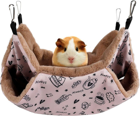Petmolico Small Pet Hammock Bed, Warm Hanging BunkBed for Parrot, Sugar Glider, Squirrel, Hamster, Rat, Pink Cup