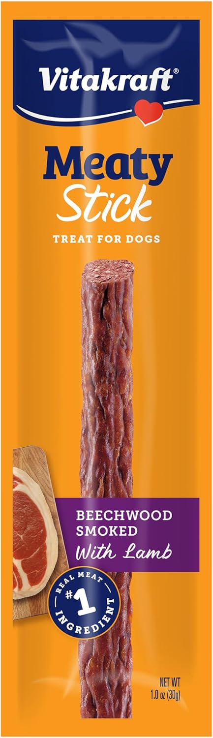 #1 Packed, 1.0 oz, 15 count Vitakraft MeatyStick Lamb, Jerky Treat for Dogs, No Added Sugar, Real Meat Ingredient, No