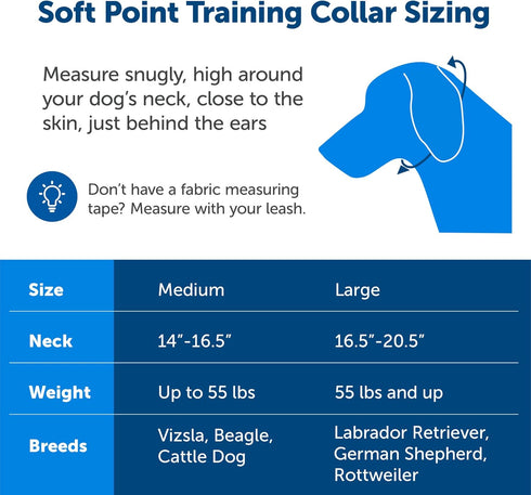 PetSafe Soft Point Training Collar, No Pull Training Collar for Dogs, Rubber Soft Points, Large, 1 in, Black