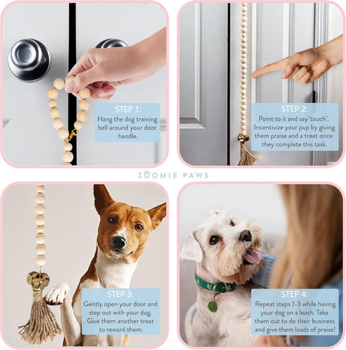 Hanging Door Bells for Potty Training - Decorative Dog Door Bells for Puppy Supplies, Black and White Strap
