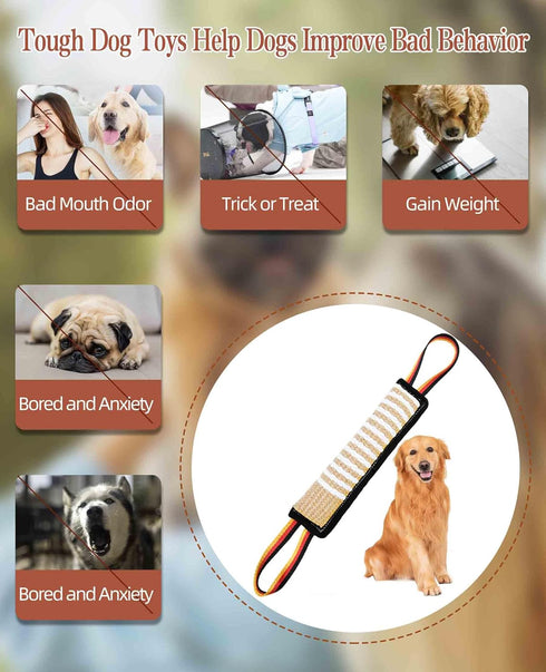 Clysoru Dog Tug Toy Tough Jute Bite Pillow Lasting Training Equipment Puppy to Large Dogs Interactive for Large