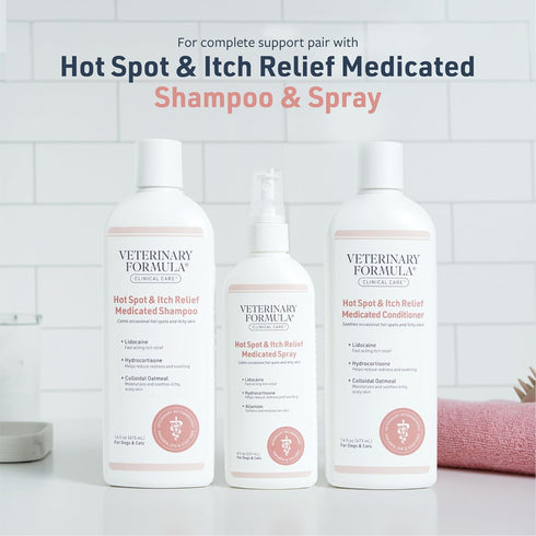 16 oz Veterinary Formula Clinical Care Hot Spot & Itch Relief Cat & Dog Medicated Conditioner, Oatmeal Conditions Skin