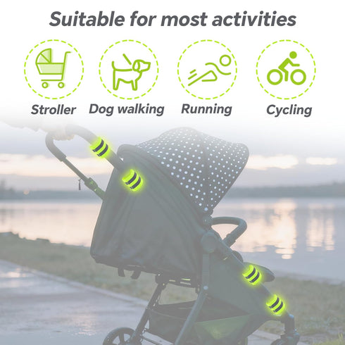 Goktvai 6 Pcs Reflective Bands Strip for Strollers, High Visibility Elastic Safety Reflective Tape Identifier Baby