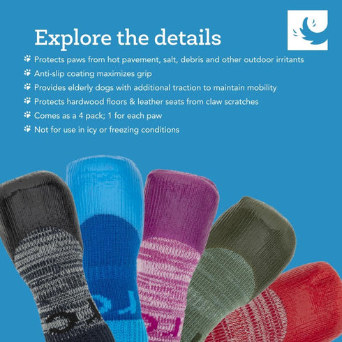 RC Pet Products Sporty PAWks Anti-Slip, Stylish, Functional, Protective Dog Socks | XX-Small, Olive Heather