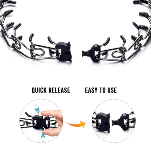 Dog Chain Collar Adjustable Stainless Steel Links with Quick Release Buckle for Small Medium Large Dogs