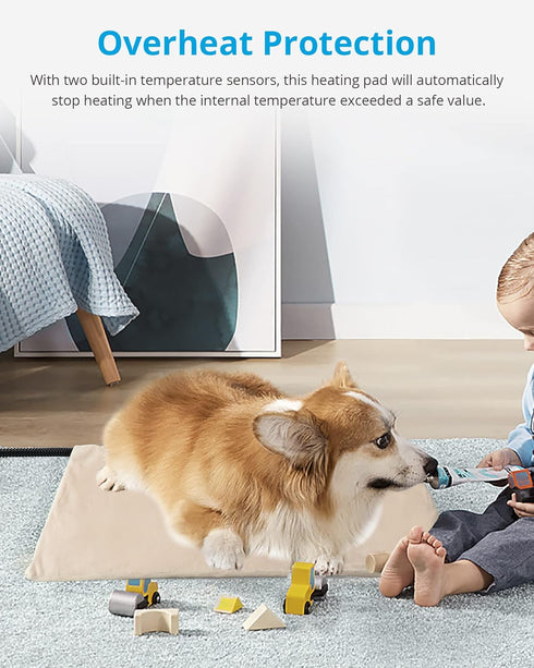 NICREW Temperature Adjustable Dog Heating Pad, Indoor Heated Bed Mat for Cats and Dogs, Auto Shut Off Timer, 27.5 x