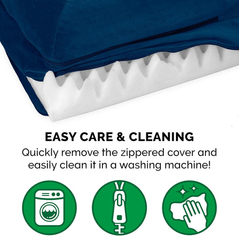 Furhaven Orthopedic Dog Bed for Large/Medium Dogs, Removable Bolsters & Washable Cover, Plush Velvet L Shaped Chaise,