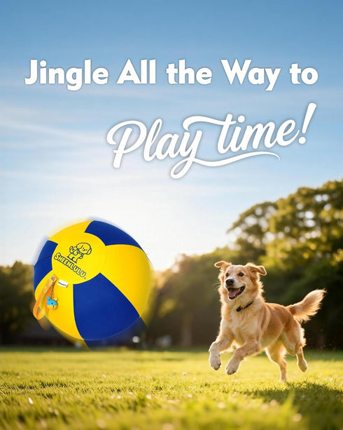 SHEENLULU 18'' Herding Ball for Dogs, Dog Traing Balls with Handle and Bell, Australian Shepherd, Border Collie, Cattle