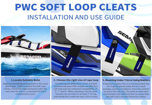 Soft Loops Jet Ski Accessories, Boat Ropes for Docking, Quick Anchor Points for Jet Ski, 4PK