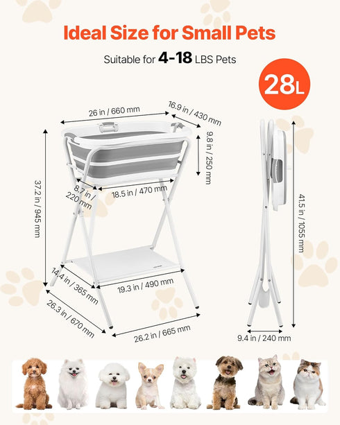 2 1 VEVOR Dog Bathtub, Elevated Dog Bath Tub, in Collapsible Pet Bathing Grooming Wash Station, Portable Foldable