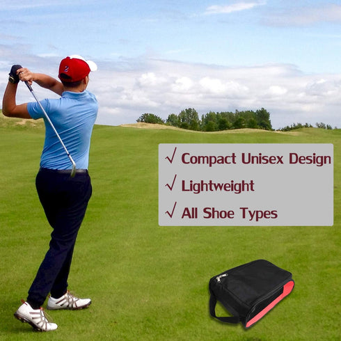 Outdoor Golf Shoes Bags, Travel Shoes Bags Zippered Sport Shoes Bag (Red)