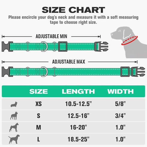 Joytale Martingale Collar for Dogs - Reflective Heavy Duty with Quick Release Buckle, Adjustable Nylon for Medium Dogs
