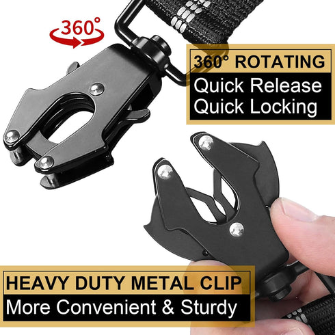 Heavy Duty Dog Leash, 4-6FT Shock Absorbing Tactical with 2 Padded Handles, Advanced Easy Metal Clip, No Pull