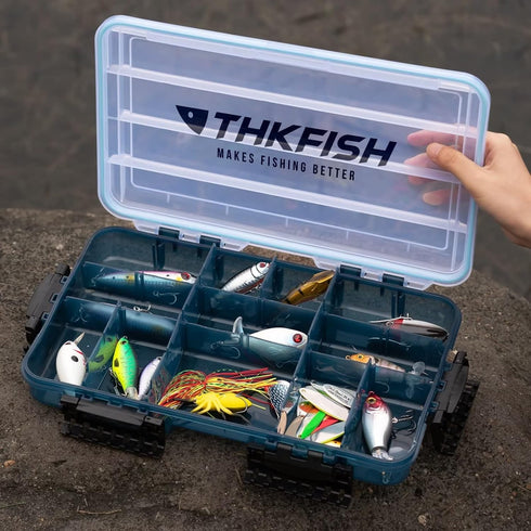 THKFISH Fishing Tackle Box 3700S, Floating Lure Box Storage Organizer with Adjustable Dividers, 2PC