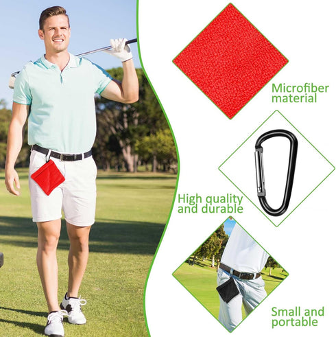 Flutesan Golf Ball Towel 5.5 x 5.5 Inch, Small Pocket Towel with Clip, Portable Golf Cleaner Accessories for Men Women
