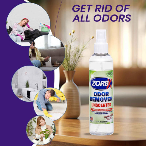 ZORBX Unscented Odor Eliminator - Advanced Formula, Fast-Acting Odor Remover Spray for Dog, Cat, House & Carpet