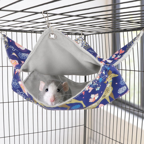 Bird Double Hammock Warm Nest Bed for Parrot, Budgie, Cockatiel, Lovebird, Hamster (L)