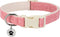 Breathable Cotton Dog Collar, Soft Padded Heavy Duty Adjustable Collar for Small Medium Large Dogs, Pink, Medium Size