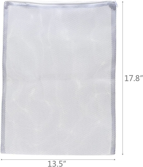 ALEGI Large Filter Media Bags, 4pcs White Net Bags with Plastic Zipper for Bio Balls and Ammonia Remover