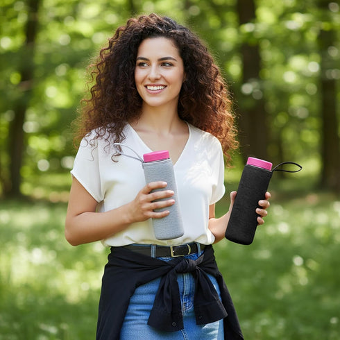 Qulkws 2 19oz Pcs Portable Nylon Bottles Cover Water Bottle Carrier Bag Insulated Water Bottle Sleeve for Glass