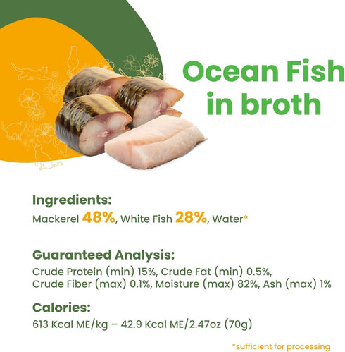 HQS Natural Ocean Fish Canned Wet Food by almo nature, Grain Free, Additive Free, Flaked for Adult Cats