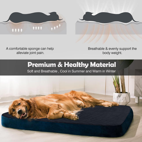 JoicyCo Orthopedic Foam Dog Bed for Extra Large Dogs, 47 Inch Jumbo XL Mattress with Non-Slip Bottom and Removable Cover