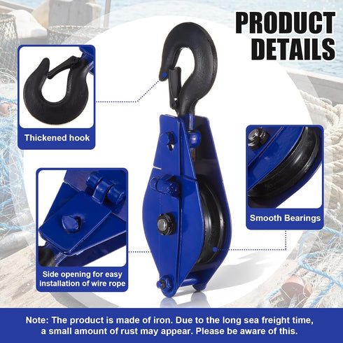 Teyva Daily 1100LB/0.5 Crab Pot Pulley Block Ton Heavy Duty Side Opening Crab Trap Pulley for Lobster Trap, Fishing