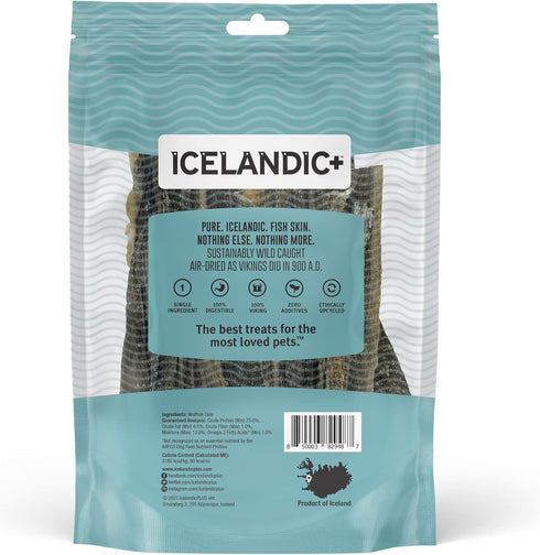 Icelandic+ Stick Chew Pieces: Wolffish, 3oz Bag of Pure Fish Skin Dog Treats, Wild-Caught & Air-Dried